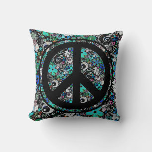 Flower Power Peace sign II + your backgr. & ideas Cushion