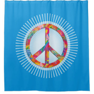 Flower Power Peace sign + your backgr. & ideas Shower Curtain