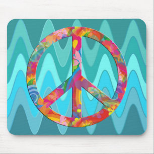 Flower Power Peace sinus ocean Mouse Mat