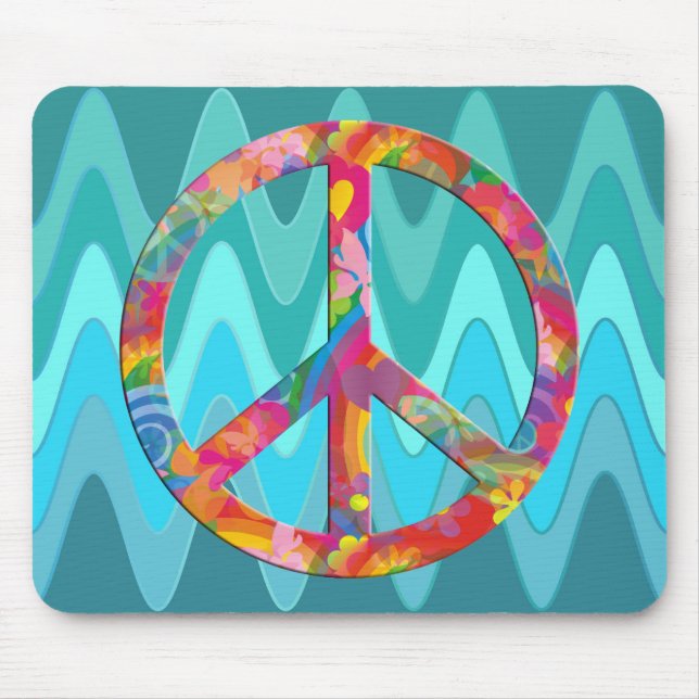 Flower Power Peace | sinus ocean Mouse Mat (Front)