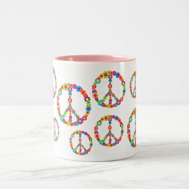 Flower Power Peace Two-Tone Coffee Mug (Center)