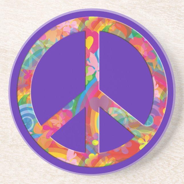 Flower Power Peace | violet Coaster (Front)