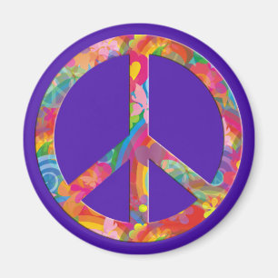 Flower Power Peace violet Magnet