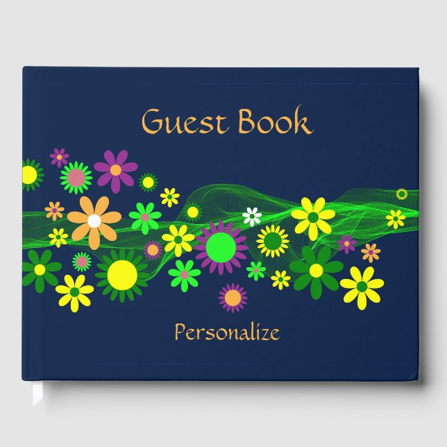 Flower Power  Personalise Guest Book (Front)
