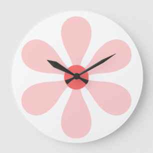 Flower Power - pink Large Clock