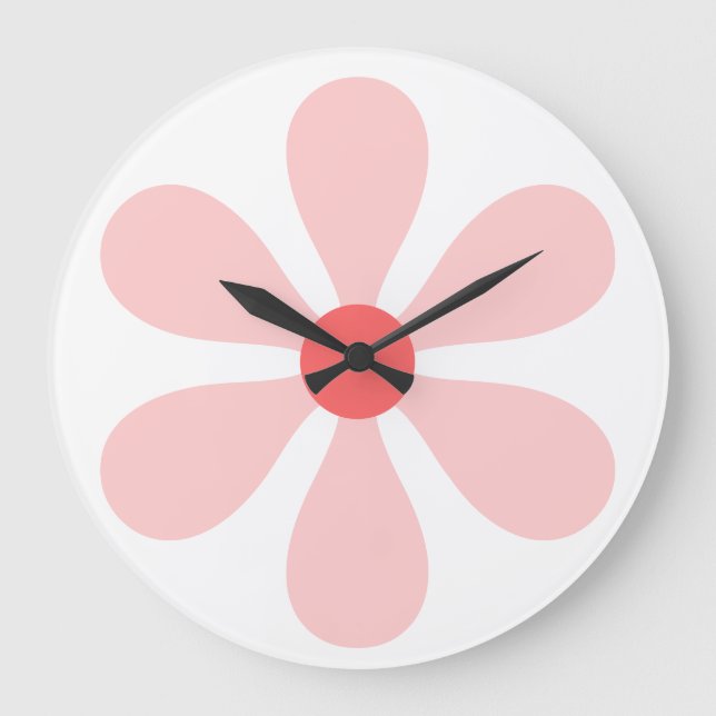 Flower Power - pink Large Clock (Front)