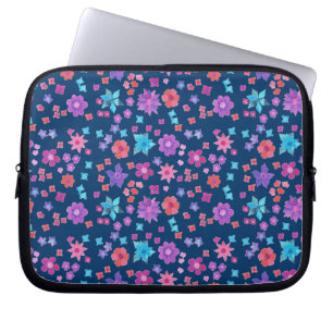 Flower Power Purple Aqua Pink Orange Laptop Sleeve