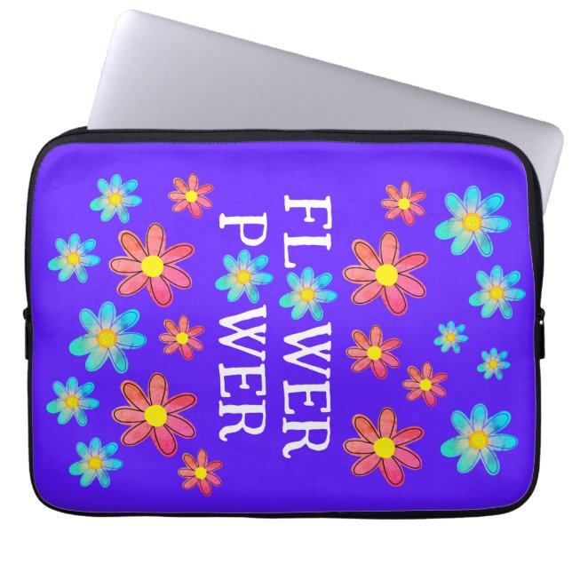 Flower Power Purple Laptop Sleeve (Front)