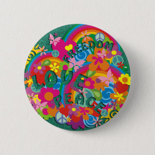 Flower Power Rainbow 6 Cm Round Badge