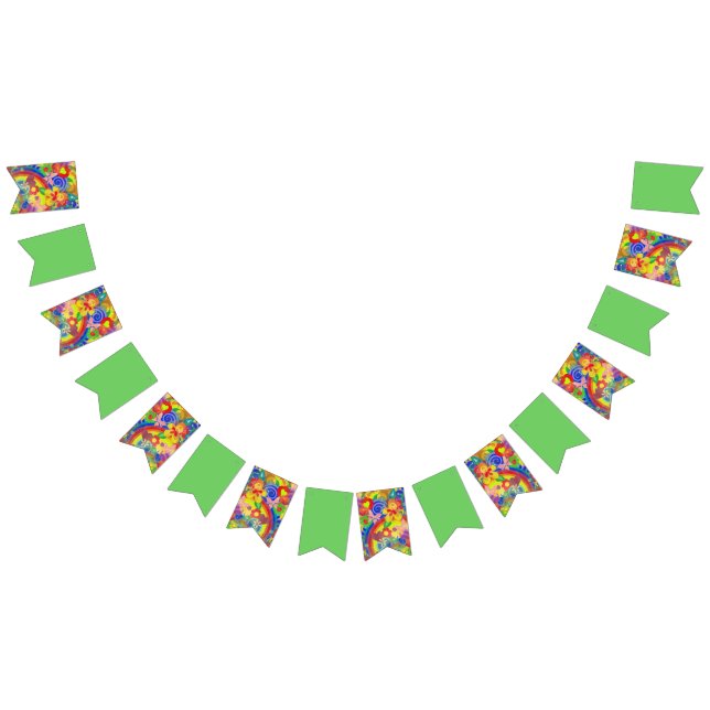 Flower Power Rainbow - coloured pattern 1 Bunting (All)