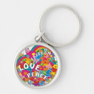 Flower Power Rainbow Key Ring
