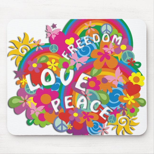Flower Power Rainbow Mouse Mat (Front)