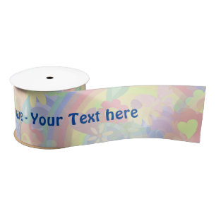 Flower Power RAINBOW Pattern light + your ideas Satin Ribbon
