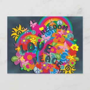 Flower Power Rainbow Postcard