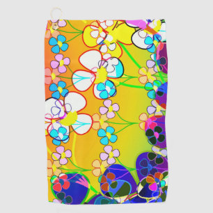 Flower Power Retro Pansies Golf Towel