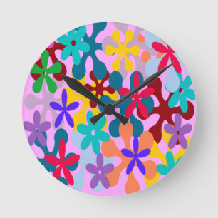 Flower Power Round Clock