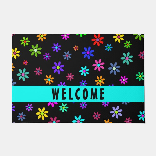 Flower Power Shower - coloured pattern 1 Doormat (Front)