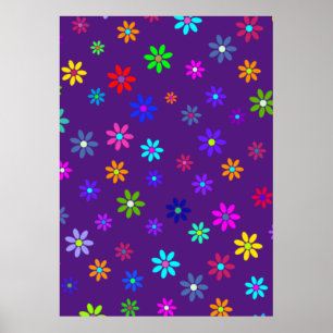 Flower Power Shower - coloured pattern 1 Poster