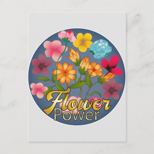 Flower Power Sign Postcard (Front)