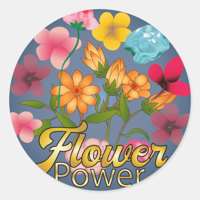 Flower Power Sign Sticker (Front)