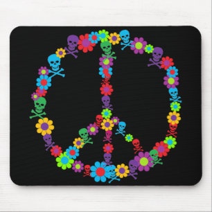 Flower Power Skully Peace Mouse Mat