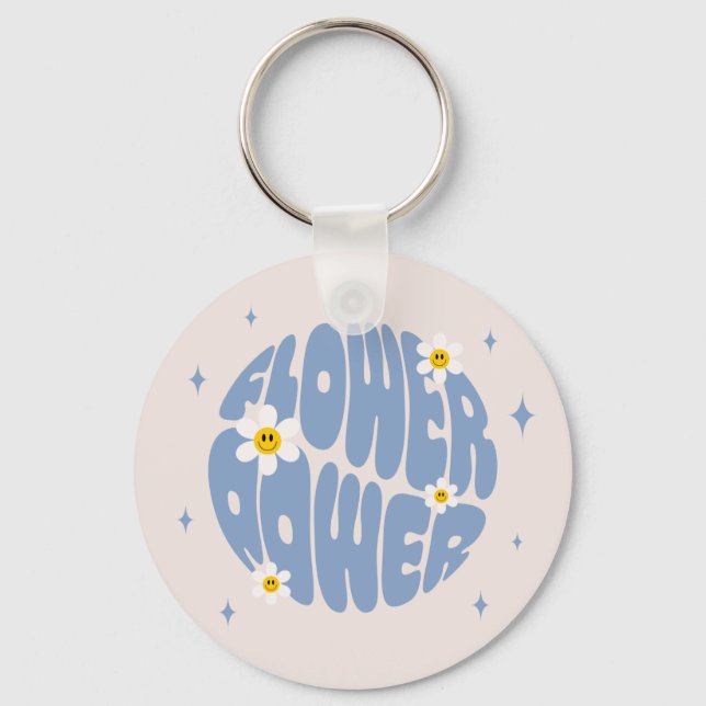 Flower Power Slogan Key Ring (Front)