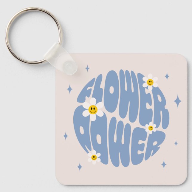 Flower Power Slogan Key Ring (Front)