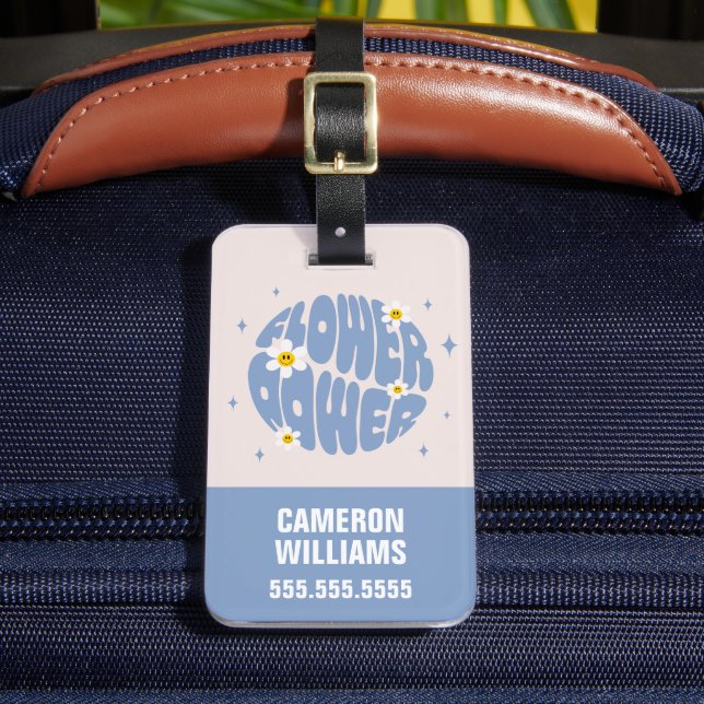 Flower Power Slogan Luggage Tag (Front Insitu 2)