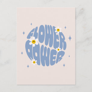 Flower Power Slogan Postcard