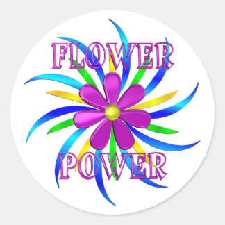 Flower Power Spiral Classic Round Sticker
