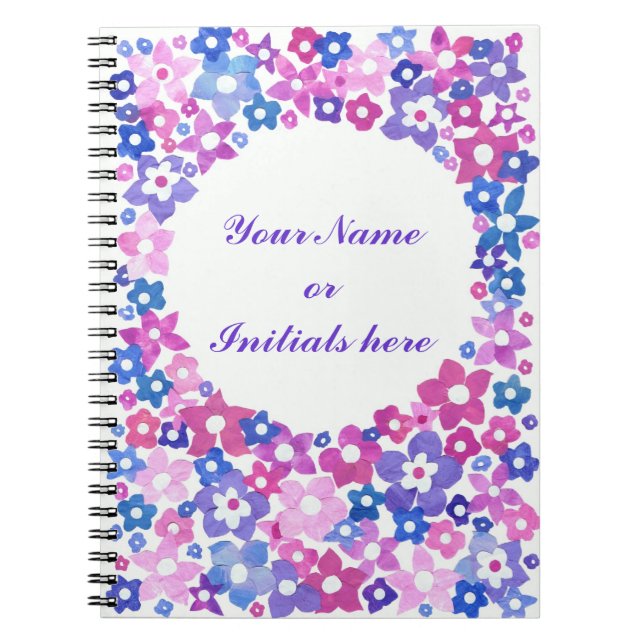 'Flower Power' Spiral Notebook to Personalise (Front)