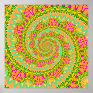 Flower Power Spiral SUNNY Poster