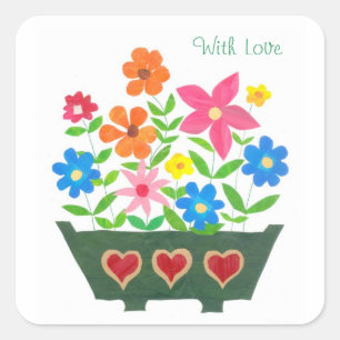'Flower Power' Square Stickers