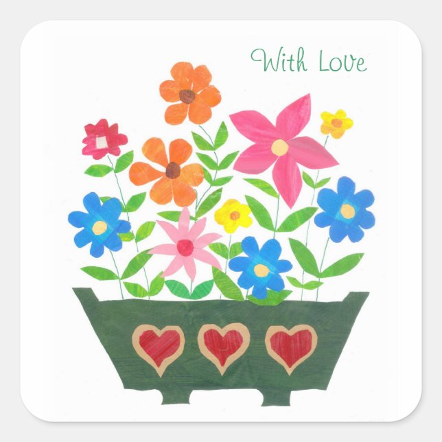 'Flower Power' Square Stickers (Front)