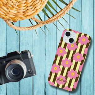 Flower Power Stripes Personalise Name Iphone Case