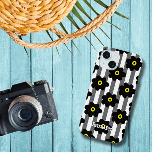 Flower Power Stripes Personalise Name Iphone Case