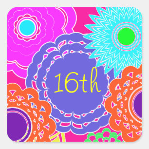 Flower Power Sweet 16 Sticker