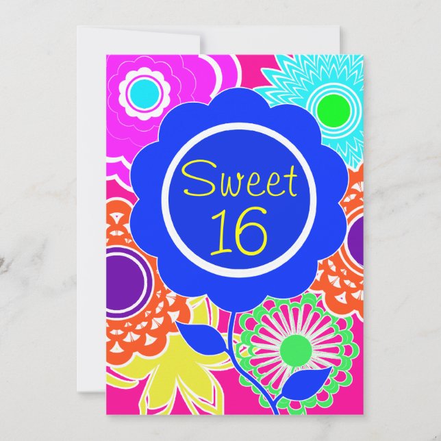 Flower Power Sweet Sixteen Invitation (Front)