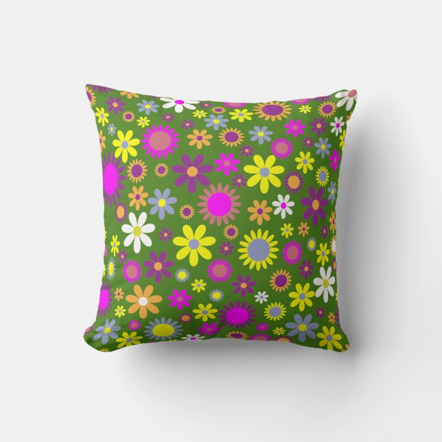 Flower Power Throw Pillow (Front)