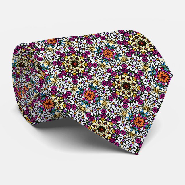 Flower Power V Neck Tie (Rolled)