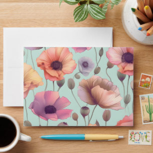 Flower power with pastel poppy patterns envelope