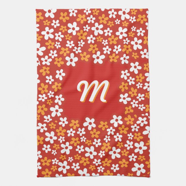 Flower Power with your Monogram Tea Towel (Vertical)
