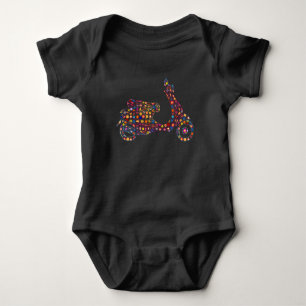 Flower Powered Motor-Scooter Motorcycle Baby Bodysuit