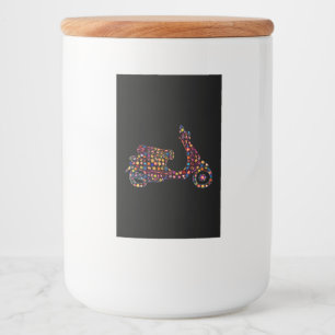 Flower Powered Motor-Scooter Motorcycle Food Label