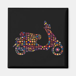 Flower Powered Motor-Scooter Motorcycle Magnet
