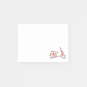 Flower Powered Motor-Scooter Motorcycle Post-it Notes