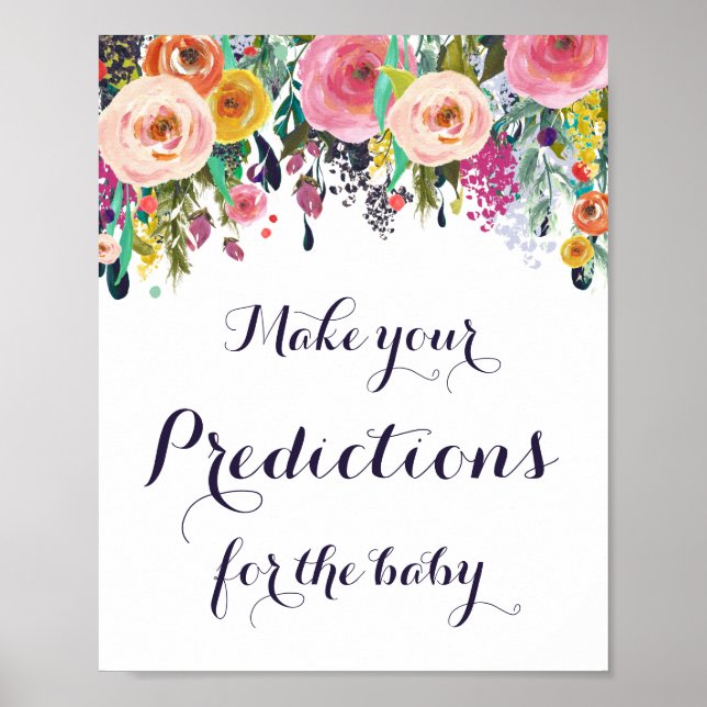 Flower Predictions for Baby Sign Baby Shower (Front)