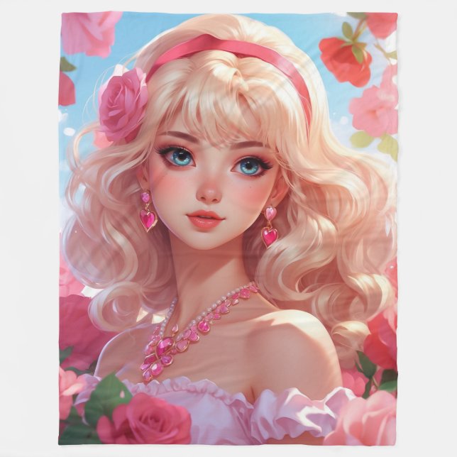 Flower princess  fleece blanket (Front)