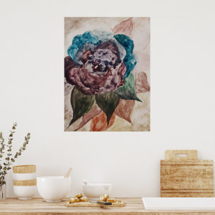 Flower Princess Pastel Navy Blue Blush Pink Floral Poster