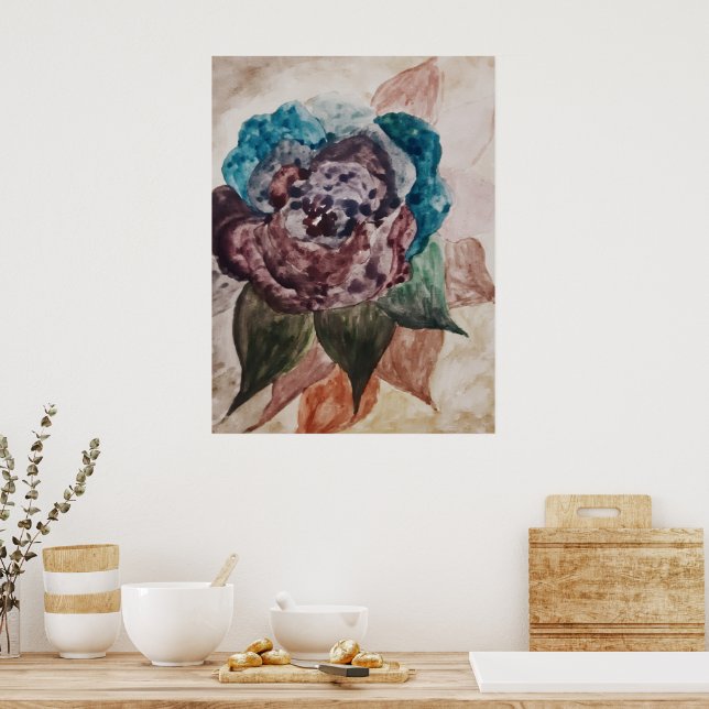Flower Princess Pastel Navy Blue Blush Pink Floral Poster (Kitchen)